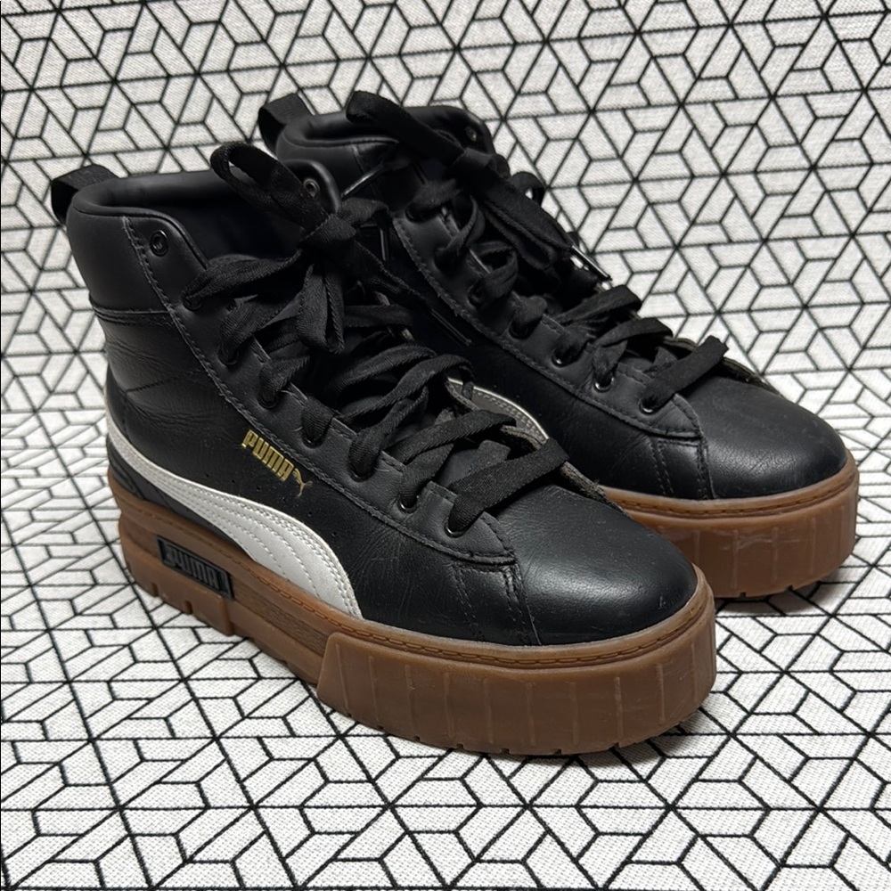 Puma Black and Brown Platform Sneakers